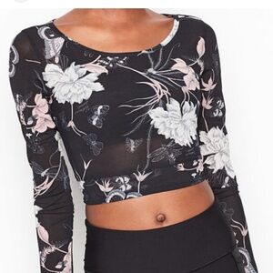 Victoria's Secret Black and White Floral Long Sleeve Top